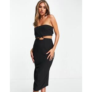 Vesper Bodycon Black Cut out Bandeau Midi Dress Size 8 NWT